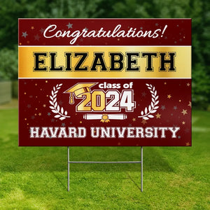 Hats Off To The Graduate - Family Personalized Custom Yard Sign - Graduation Gift For Family Members, Siblings, Brothers, Sisters