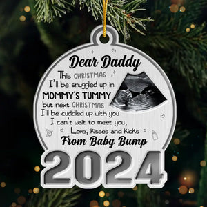 Custom Photo Words Can Not Express The Joy Of New Life - Family Personalized Custom Ornament - Metal Custom Shaped - Christmas Gift For Baby Kids, Newborn Baby