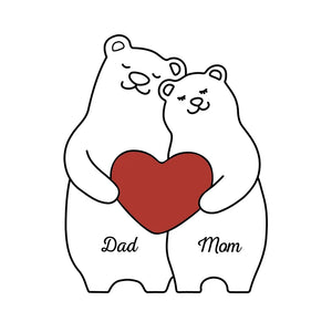 A Bear Hug Is The Perfect Blend Of Strength And Tenderness - Family Personalized Custom Bear Shaped Wooden Art Puzzle - Wooden Pet Carvings, Wood Sculpture Table Ornaments, Carved Wood Decor - Gift For Family Members