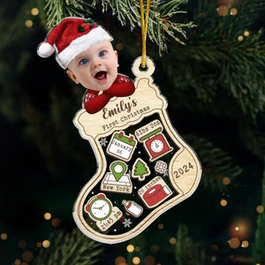 Custom Photo Santa’s Newest Little Helper - Family Personalized Custom Ornament - Acrylic Custom Shaped - Christmas Gift For Baby Kids, Newborn Baby, First Christmas