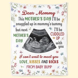 Custom Photo I Can't Wait To Meet You - Family Personalized Custom Blanket - Mother's Day, Baby Shower Gift, Gift For First Mom