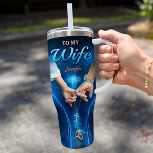 Once Upon A Time - Couple Personalized Custom 40 Oz Stainless Steel Tumbler With Handle - Gift For Husband Wife, Anniversary