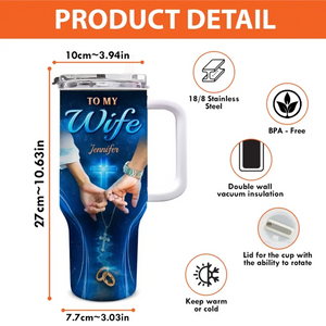 Once Upon A Time - Couple Personalized Custom 40 Oz Stainless Steel Tumbler With Handle - Gift For Husband Wife, Anniversary