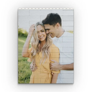 Custom Photo Together We Make A Family - Couple Personalized Custom Vertical Rectangle Shaped Building Brick Blocks - Gift For Husband Wife, Anniversary