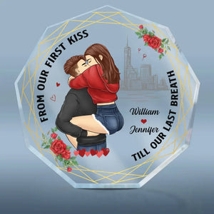 From Our First Kiss Till Our Last Breath - Couple Personalized Custom Nonagon Shaped Acrylic Plaque - Gift For Husband Wife, Anniversary