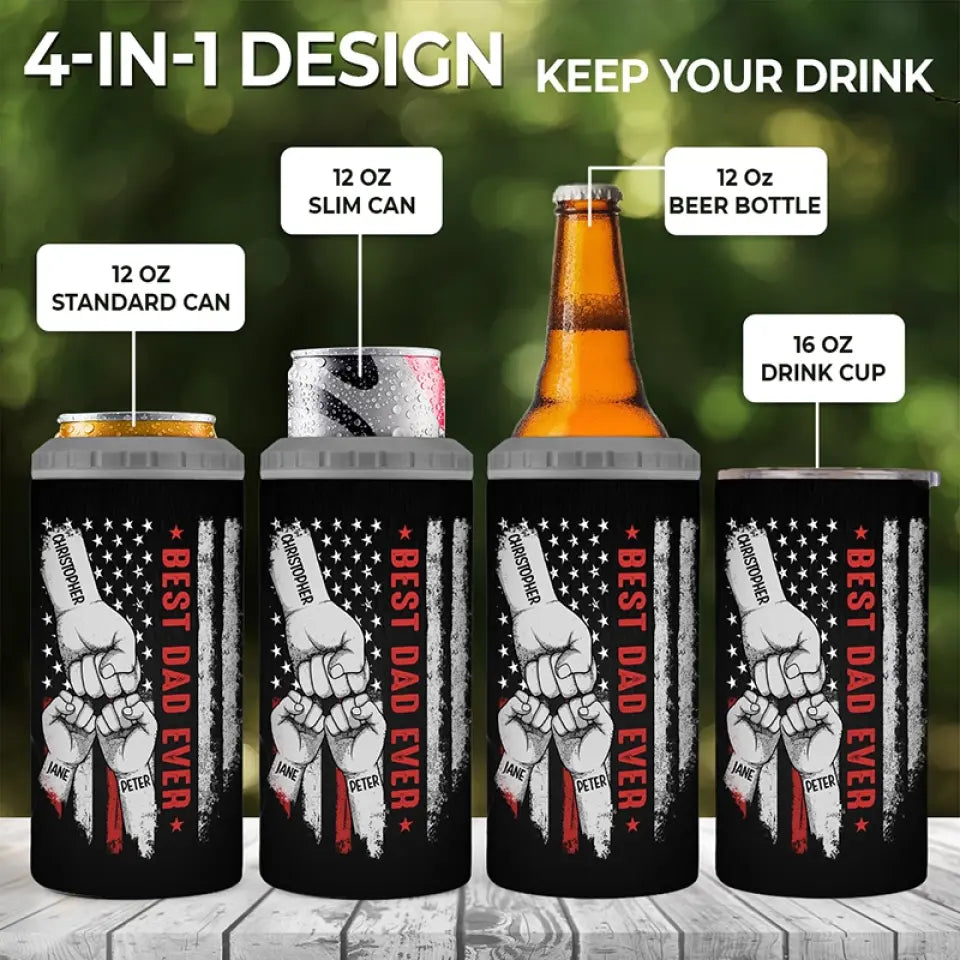 Behind Every Great Child - Personalized Custom 4 In 1 Can Cooler Tumbler - Father's Day, Birthday Gift For Dad, Grandpa
