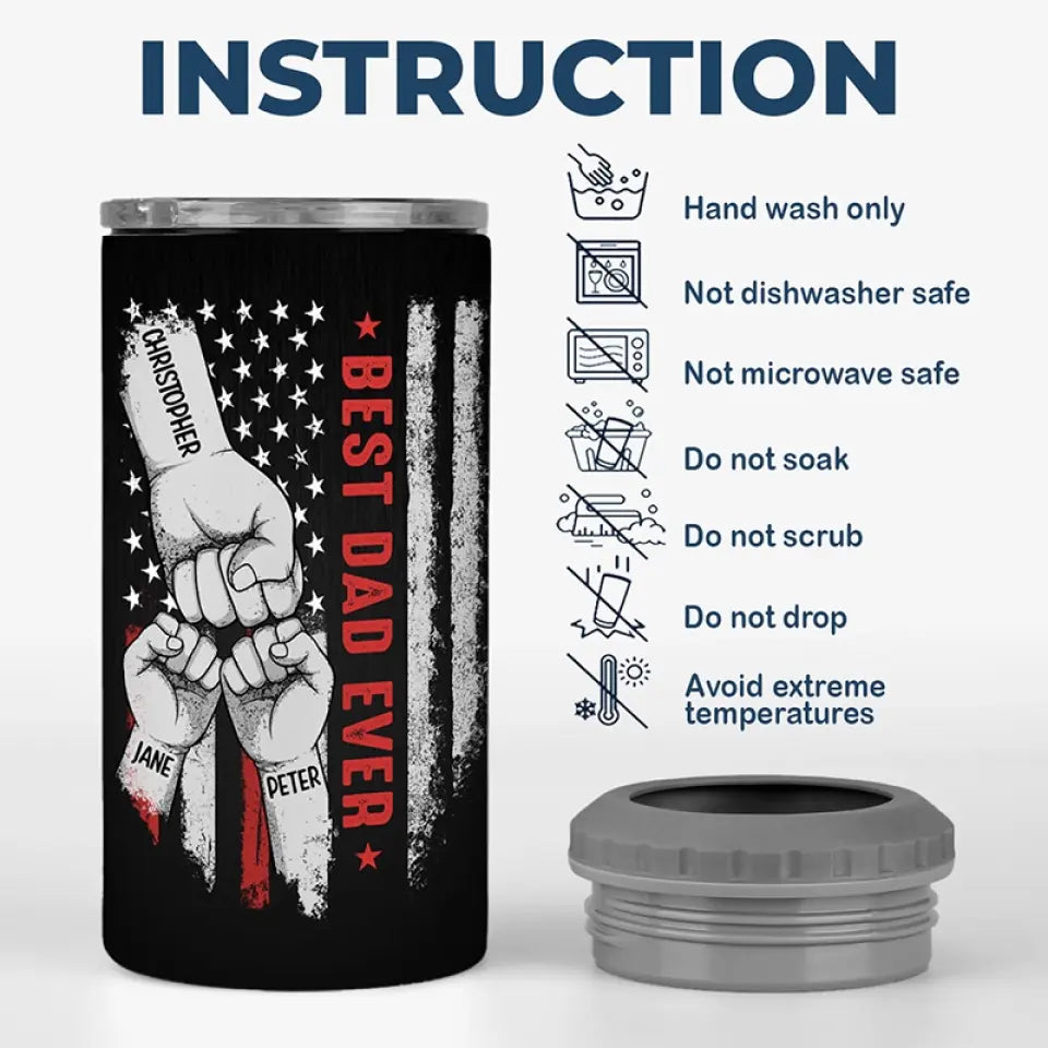 Behind Every Great Child - Personalized Custom 4 In 1 Can Cooler Tumbler - Father's Day, Birthday Gift For Dad, Grandpa