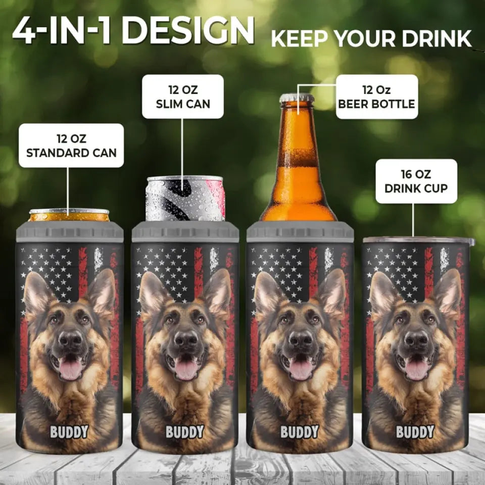 Custom Photo Hold My Drink I Gotta Pet This Dog - Dog Personalized Custom 4 In 1 Can Cooler Tumbler - Father's Day, Gift For Pet Owners, Pet Lovers