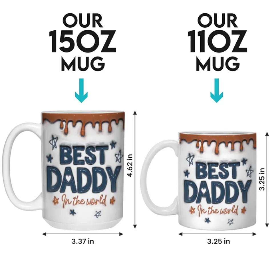 Best Papa In The World - Family Personalized Custom 3D Inflated Effect Printed Mug - Father's Day, Gift For Dad, Grandpa