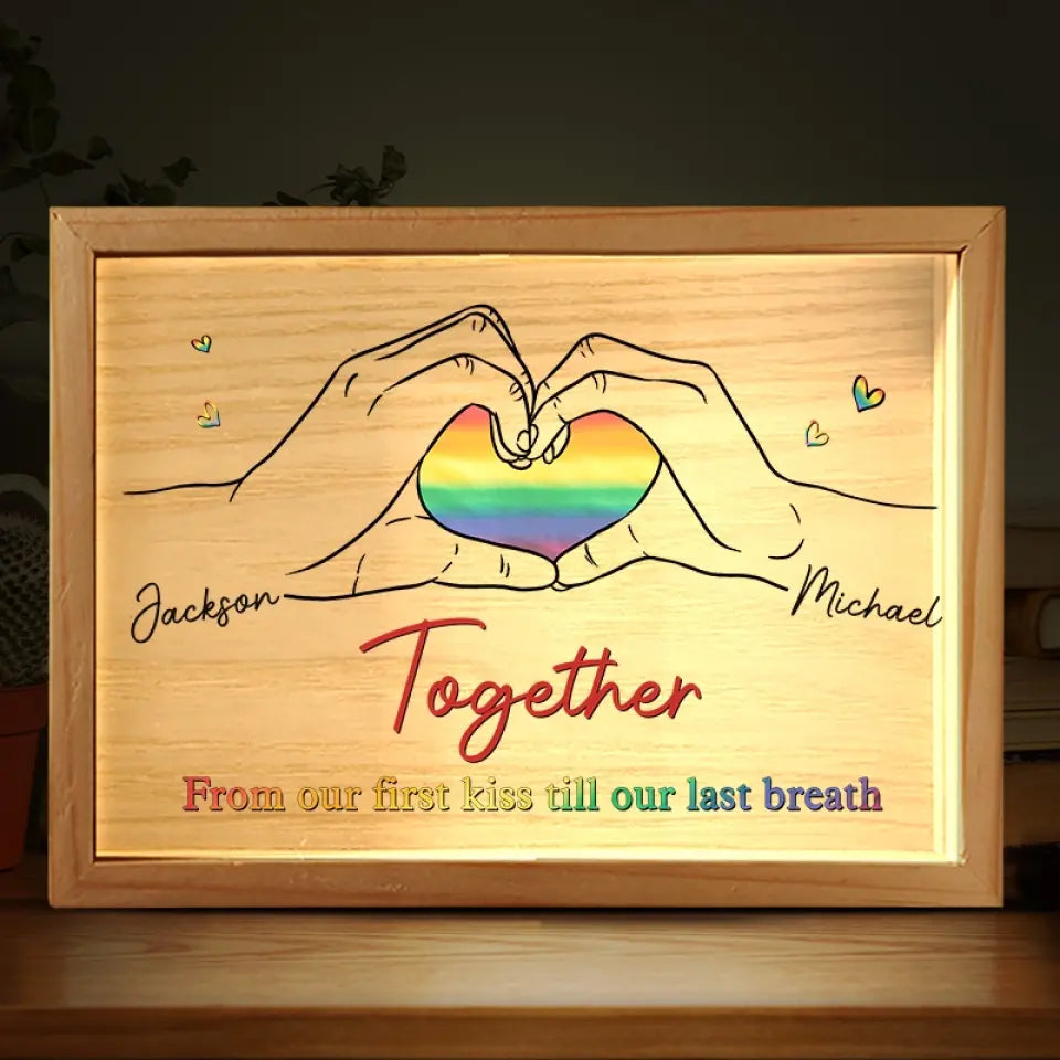 I Never Believed In Love At First Sight Until I Met You - Couple Personalized Custom Frame Light Box - Gift For Husband Wife, Anniversary, LGBTQ+