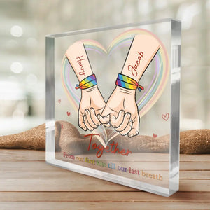 Together From Our First Kiss Till Our Last Breath - Couple Personalized Custom Square Shaped Acrylic Plaque - Gift For Husband Wife, Anniversary, LGBTQ+