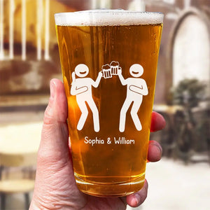 We Are Drinking Buddies For Life - Couple Personalized Custom Beer Glass - Gift For Husband Wife, Anniversary