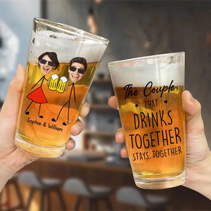 Custom Photo I Enjoy The Moments We Drink Together - Couple Personalized Custom Beer Glass - Gift For Husband Wife, Anniversary