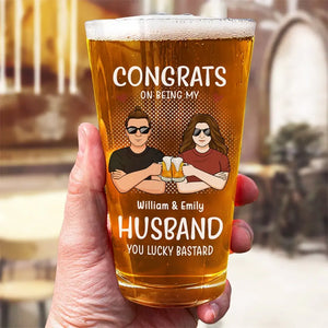 Drinking Buddies For Life - Couple Personalized Custom Beer Glass - Gift For Husband Wife, Anniversary