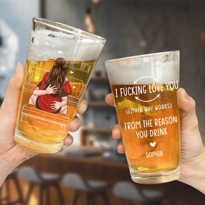 Lucky To Have You In My Life - Couple Personalized Custom Beer Glass - Gift For Husband Wife, Anniversary