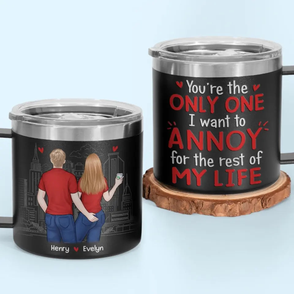 You Are Still Hotter Than This Coffee - Couple Personalized Custom 14oz Stainless Steel Tumbler With Handle - Gift For Husband Wife, Anniversary