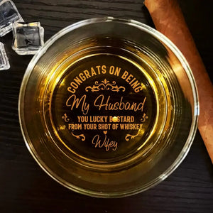 Congrats On Being My Boyfriend - Couple Personalized Custom Whiskey Glass - Gift For Husband Wife, Anniversary