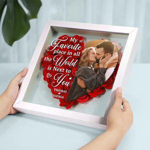 Custom Photo If I Know What Love Is, It Is Because Of You - Couple Personalized Custom Flower Shadow Box - Gift For Husband Wife, Anniversary