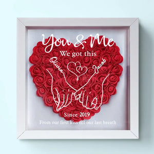 Never Above You, Never Below You. Always Beside You - Couple Personalized Custom Flower Shadow Box - Gift For Husband Wife, Anniversary