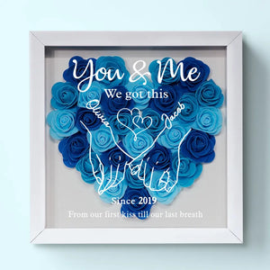 Never Above You, Never Below You. Always Beside You - Couple Personalized Custom Flower Shadow Box - Gift For Husband Wife, Anniversary