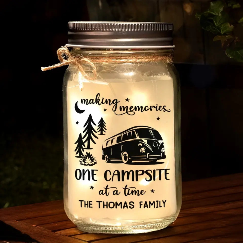 Home Is Where You Park It - Camping Personalized Custom Mason Jar Light - Gift For Couple, Husband Wife, Camping Lovers