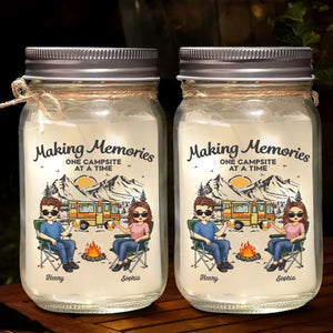 Making Memories One Campsite At A Time - Camping Personalized Custom Mason Jar Light - Gift For Husband Wife, Camping Lovers