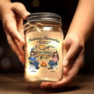 Making Memories One Campsite At A Time - Camping Personalized Custom Mason Jar Light - Gift For Husband Wife, Camping Lovers