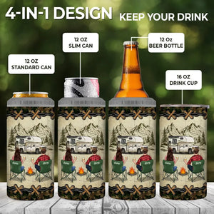 Camping Partners For Life - Camping Personalized Custom 4 In 1 Can Cooler Tumbler - Gift For Couple, Husband Wife, Camping Lovers