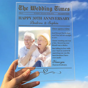 Custom Photo The Wedding Times - Couple Personalized Custom Rectangle Shaped Acrylic Plaque - Gift For Husband Wife, Anniversary