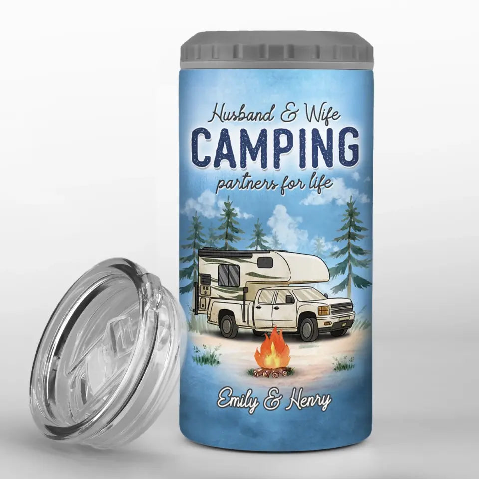 Every Moment Is A Fresh Beginning - Camping Personalized Custom 4 In 1 Can Cooler Tumbler - Gift For Couple, Husband Wife, Camping Lovers