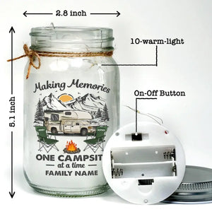 Make Memories In Every Corner Of The World - Camping Personalized Custom Mason Jar Light - Gift For Couple, Husband Wife, Camping Lovers