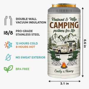 Life Is A Journey, Not A Destination, Enjoy The Moments - Camping Personalized Custom 4 In 1 Can Cooler Tumbler - Gift For Couple, Husband Wife, Camping Lovers