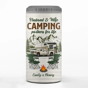 Life Is A Journey, Not A Destination, Enjoy The Moments - Camping Personalized Custom 4 In 1 Can Cooler Tumbler - Gift For Couple, Husband Wife, Camping Lovers