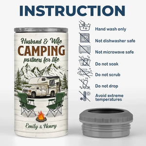 Life Is A Journey, Not A Destination, Enjoy The Moments - Camping Personalized Custom 4 In 1 Can Cooler Tumbler - Gift For Couple, Husband Wife, Camping Lovers