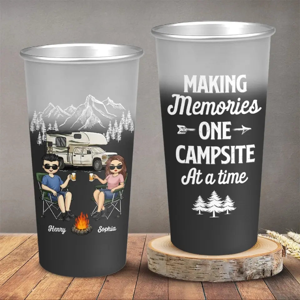 Making Memories At A Time - Camping Personalized Custom Aluminum Changing Color Cup - Gift For Husband Wife, Camping Lovers