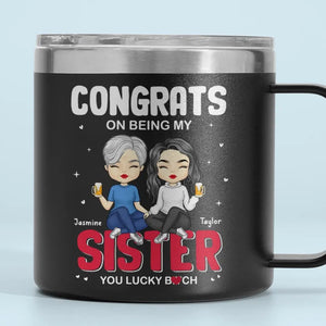 Congrats On Being My Bestie - Bestie Personalized Custom 14oz Stainless Steel Tumbler With Handle - Gift For Best Friends, BFF, Sisters