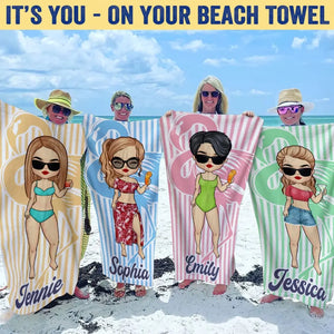 Girls Just Wanna Have Sun - Bestie Personalized Custom Beach Towel - Summer Vacation Gift, Birthday Pool Party Gift For Best Friends, BFF, Sisters