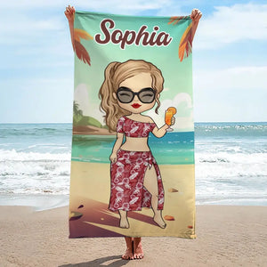 Sunshine Is The Best Accessory - Bestie Personalized Custom Beach Towel - Summer Vacation Gift, Birthday Pool Party Gift For Best Friends, BFF, Sisters