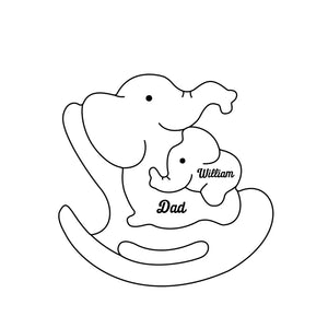 Your Hug Means More Than A Thousand Words - Family Personalized Custom Elephant Shaped Wooden Art Puzzle - Wooden Pet Carvings, Wood Sculpture Table Ornaments, Carved Wood Decor - Gift For Family Members
