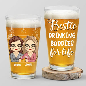 Coworker Drinking Buddies For Life - Bestie Personalized Custom Beer Glass - Summer Vacation Gift For Best Friends, BFF, Sisters, Coworkers