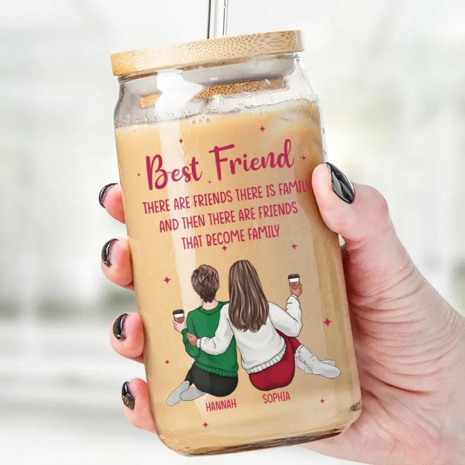 Good Friends Are Like Stars - Bestie Personalized Custom Glass Cup, Iced Coffee Cup - Summer Vacation Gift For Best Friends, BFF, Sisters