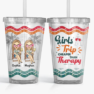 Good Times And Crazy Friends Make The Best Memories - Bestie Personalized Custom Clear Acrylic Tumbler - Summer Vacation Gift For Best Friends, BFF, Sisters