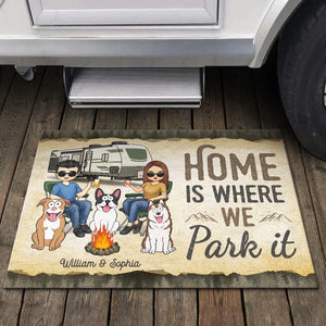 Home Is Where We Park It - Camping Personalized Custom Home Decor Decorative Mat - House Warming Gift For Husband Wife, Camping Lovers, Pet Owners, Pet Lovers