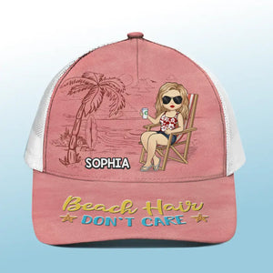 I Left My Heart At The Beach - Bestie Personalized Custom Mesh-back Baseball Cap, Baseball Trucker Cap - Summer Vacation Gift For Best Friends, BFF, Sisters