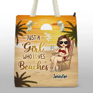 Live In The Sunshine, Swim In The Sea - Bestie Personalized Custom Beach Bag - Summer Vacation Gift For Best Friends, BFF, Sisters