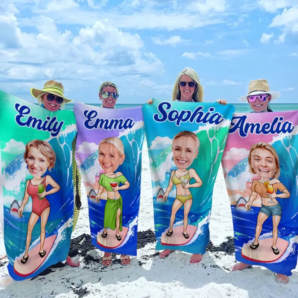 Custom Photo Me And The Ocean - Family Personalized Custom Beach Towel - Summer Vacation Gift, Birthday Pool Party Gift For Husband Wife, Family Members