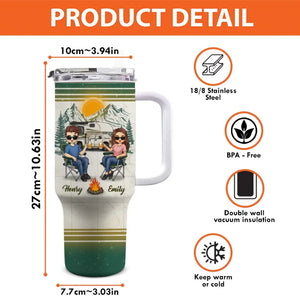 One Campsite At A Time, We Make Memories Together - Camping Personalized Custom 40 Oz Stainless Steel Tumbler With Handle - Gift For Husband Wife, Camping Lovers