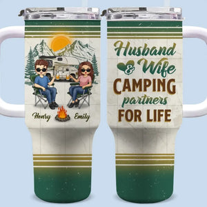 One Campsite At A Time, We Make Memories Together - Camping Personalized Custom 40 Oz Stainless Steel Tumbler With Handle - Gift For Husband Wife, Camping Lovers