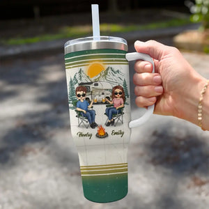 One Campsite At A Time, We Make Memories Together - Camping Personalized Custom 40 Oz Stainless Steel Tumbler With Handle - Gift For Husband Wife, Camping Lovers