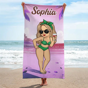 Vacay Mode On - Bestie Personalized Custom Beach Towel - Summer Vacation Gift, Birthday Pool Party Gift For Best Friends, BFF, Sisters